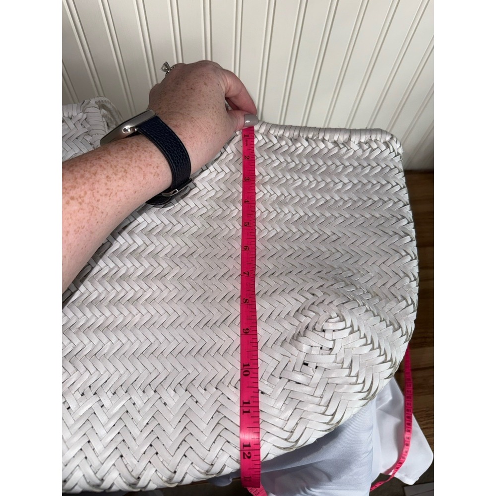 Dragon Diffusion Nantucket Basket Big In White Woven Leather Shoulder Bag Purse - Picture 5 of 12